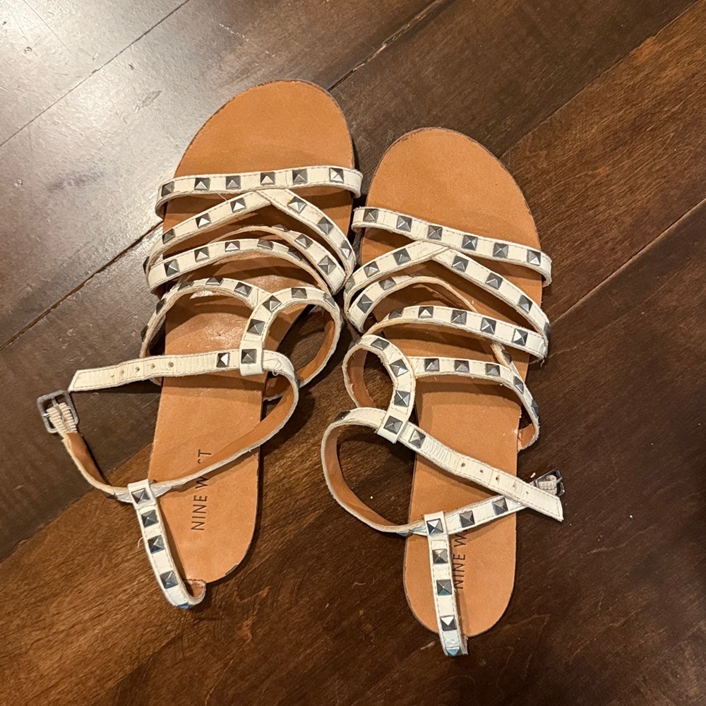 Nine West Cream and Tan Strappy studded Sandals
